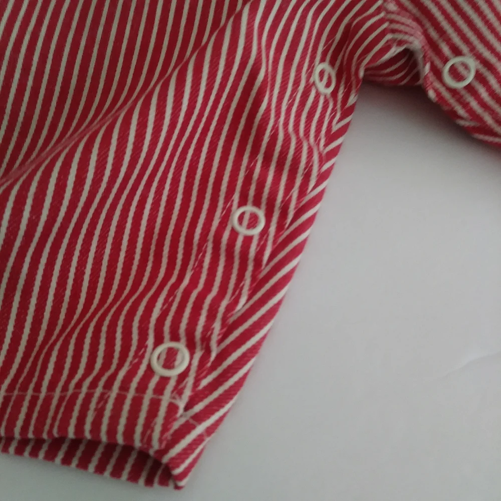 Sears Vintage Infant Pinstripe Railroad Train Jumper Bib Conductor Overalls - Picture 9 of 13